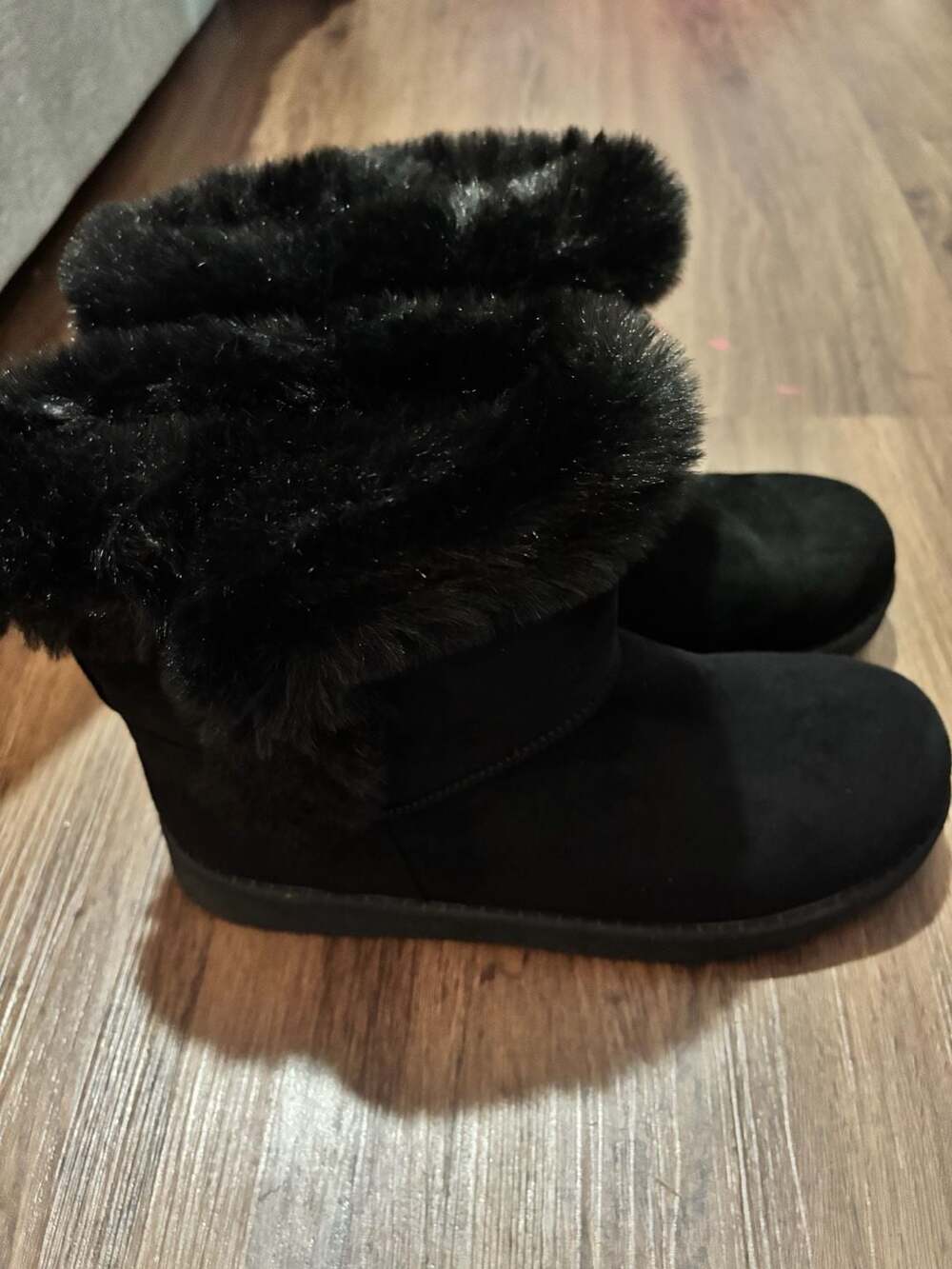 SO Good for Life Size 10 Black Faux-Fur Suede Winter Boots